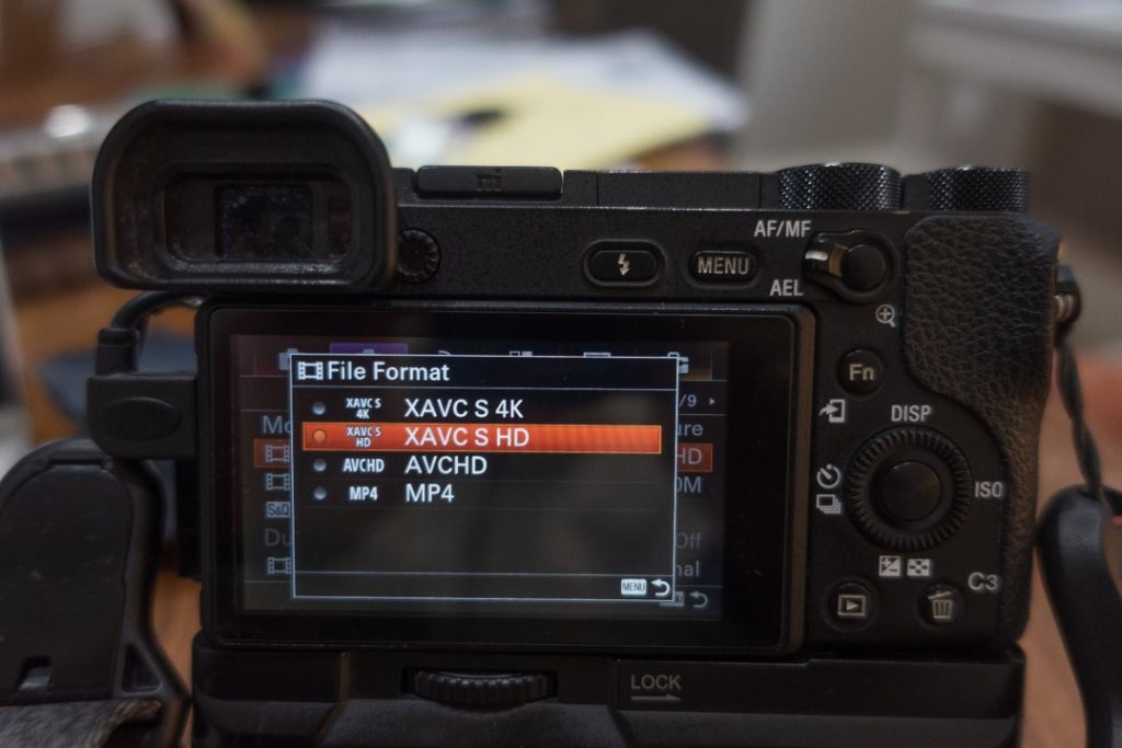 File format selection menu - how to shoot slow motion with sony a6500 - witandfolly.co