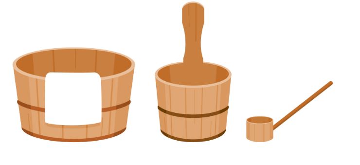 illustration of buckets used in hot springs