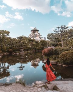 osaka castle at sunset