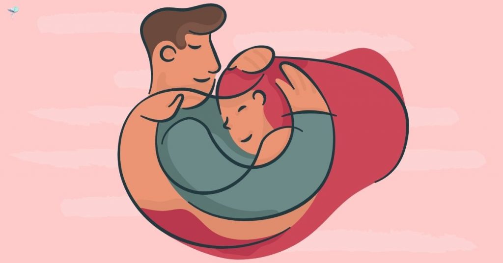 illustration of two people cuddling