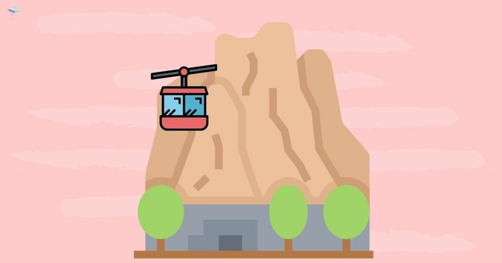 illustration of mountain with cable car