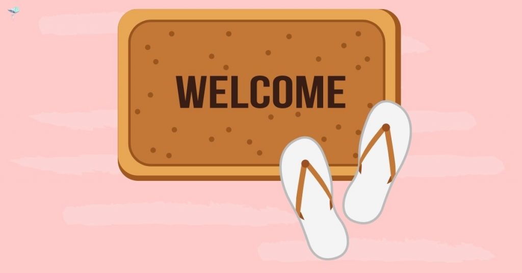 image of sandals on a welcome mat