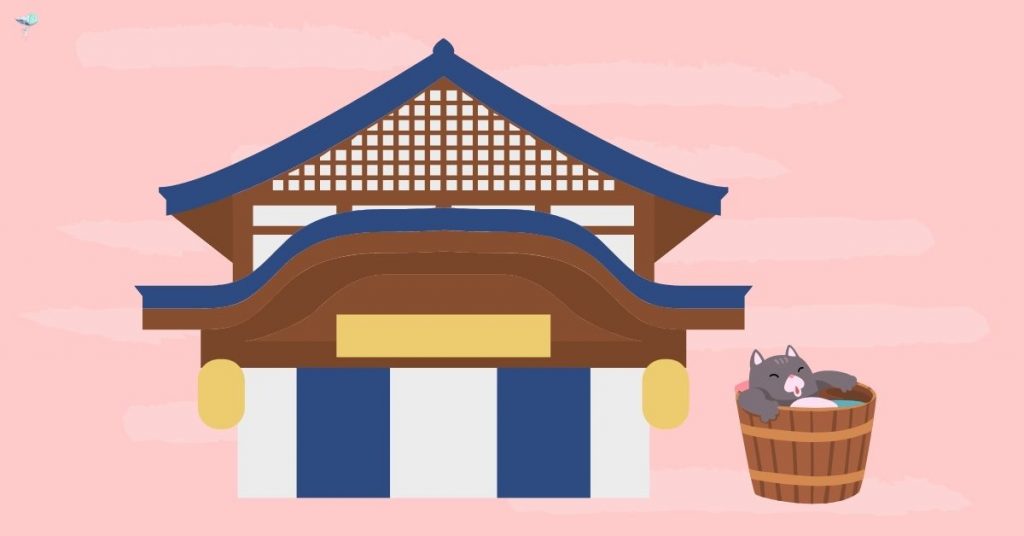 illustration of an onsen bathhouse