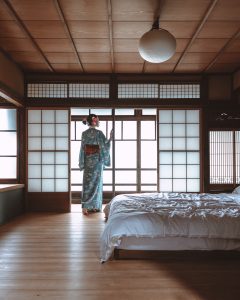 woman standing in japanese style room