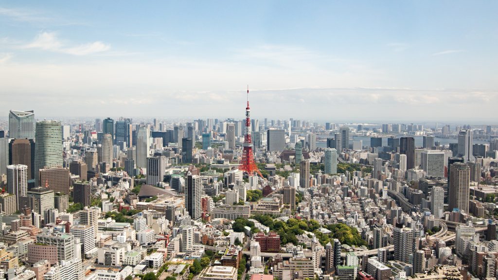 view of tokyo tower from above