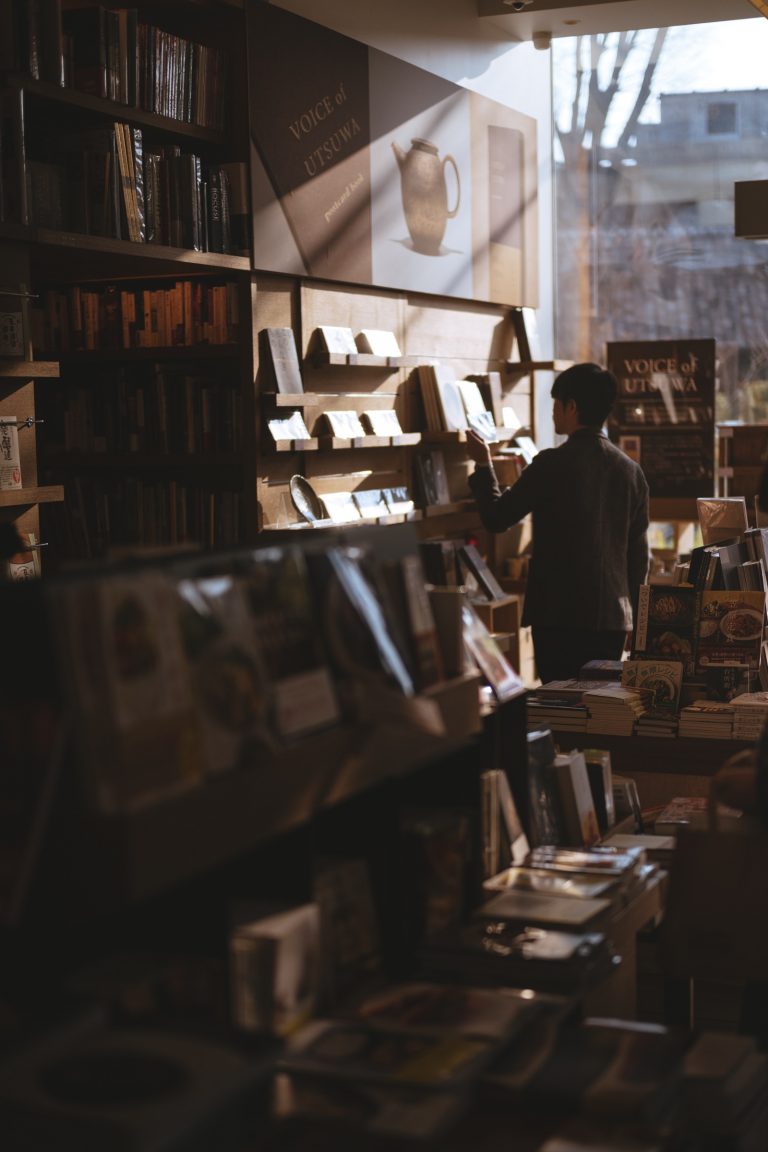 light and shadows in bookstore