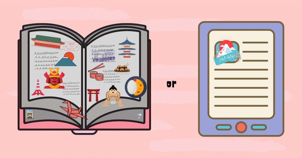 illustration of a physical guidebook vs ebook