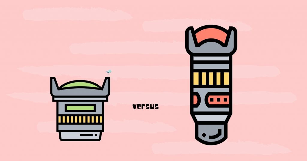 illustration of prime vs zoom lens