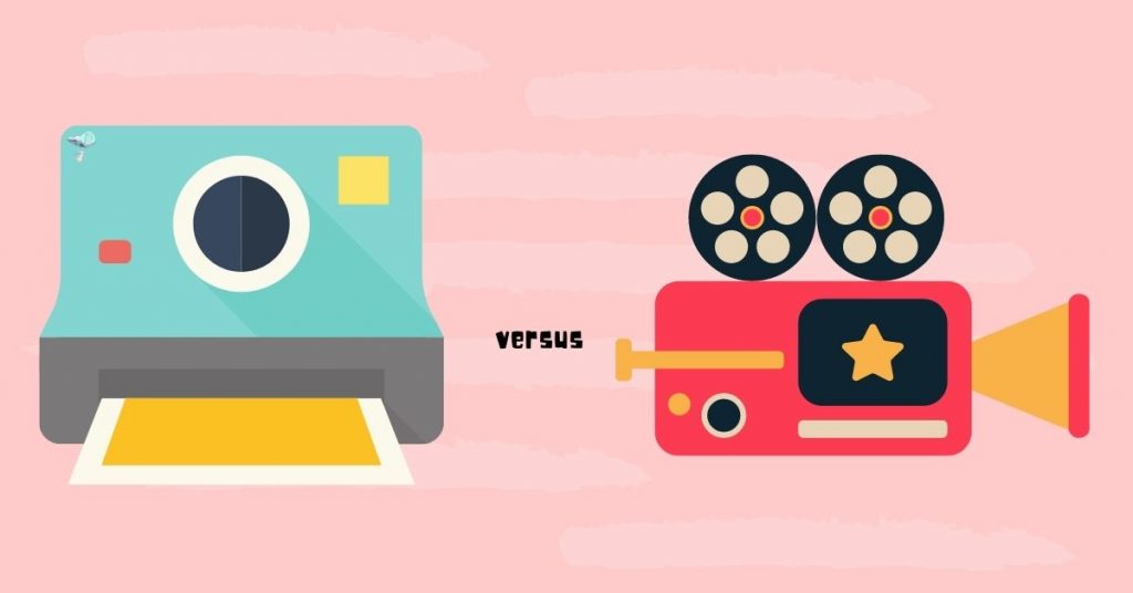 illustration of a photo camera versus film camera