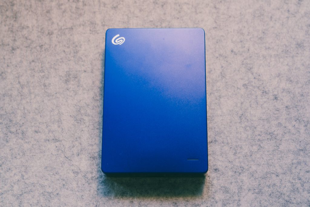 image of blue seagate hard drive