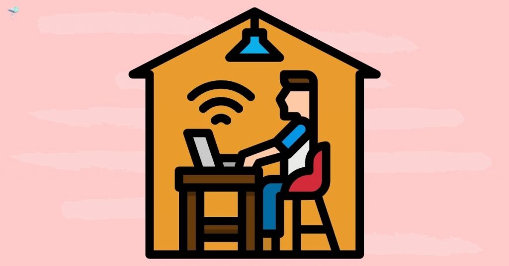 illustration of person in a house blogging