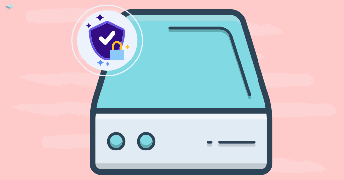 illustration of hard drive with password encryption