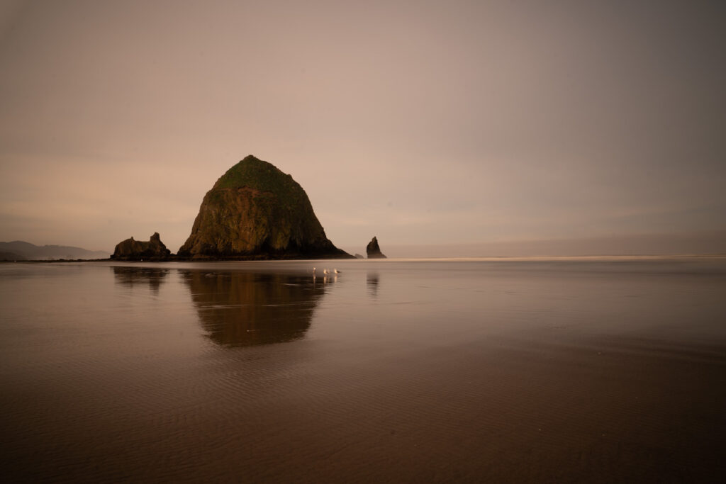 image of haystack at cannon beach - vignette example with ND filter