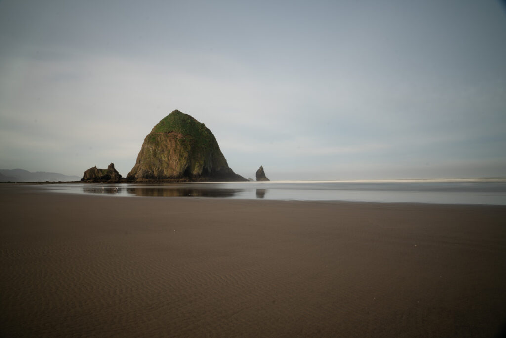 image of haystack at cannon beach - vignette example with ND filter