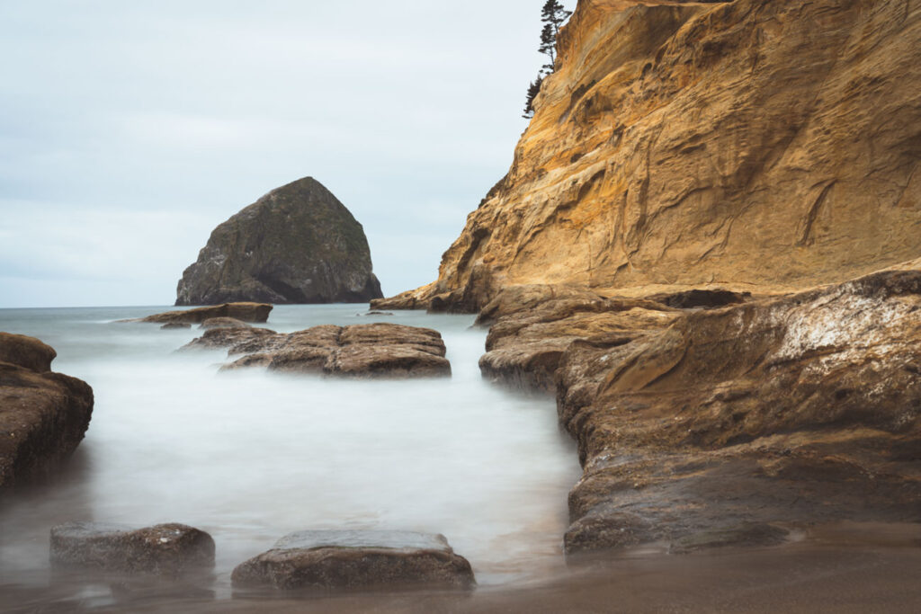 image of long exposure photograph during cloudy day on oregon coast